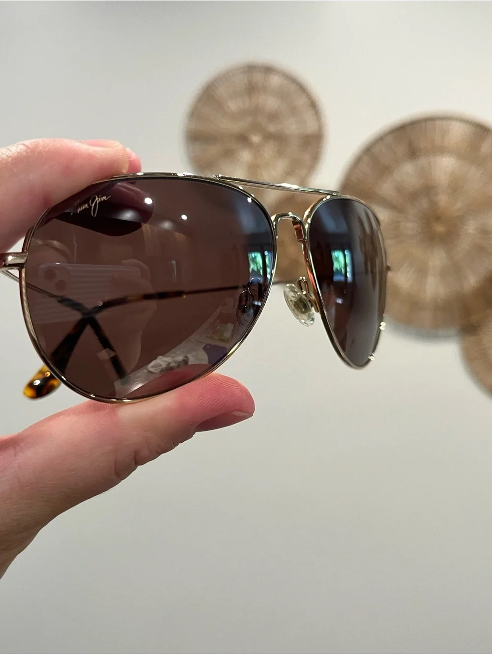 Maui Jim Gold Aviator Sunglasses with Brown Lenses - Women
